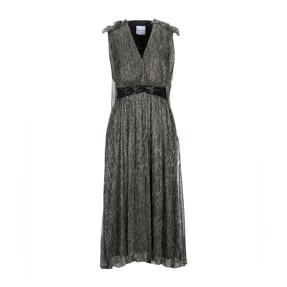 Halpern Vestido Midi Metalizado Dress
